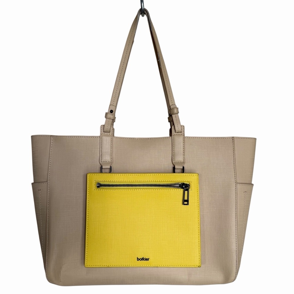 Botkier New York Park Slope Tote Purse Bag Fawn Combo Tan Yellow Detachable